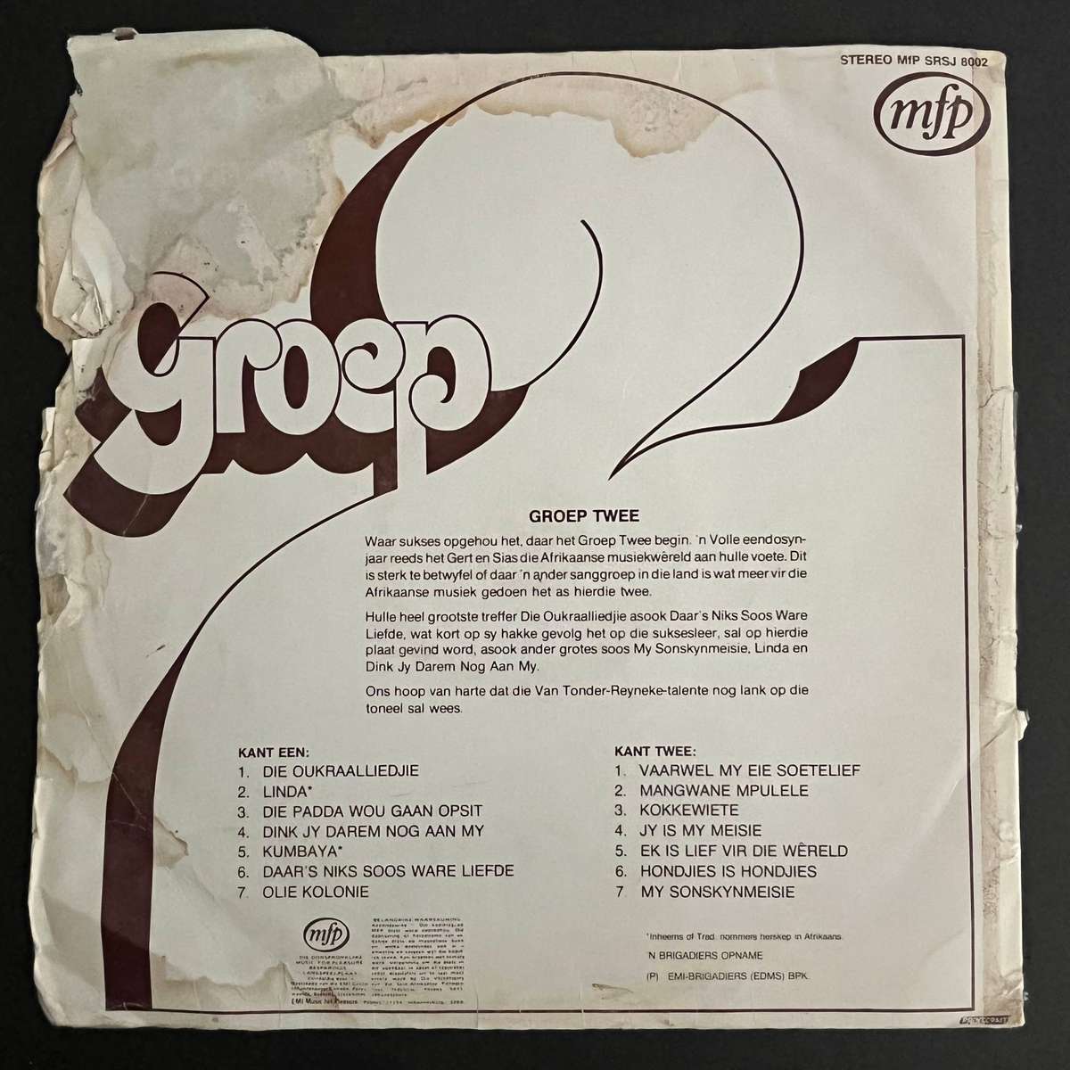 Groep 2  Afrikaans Folk & Popular Songs |Vinyl LP