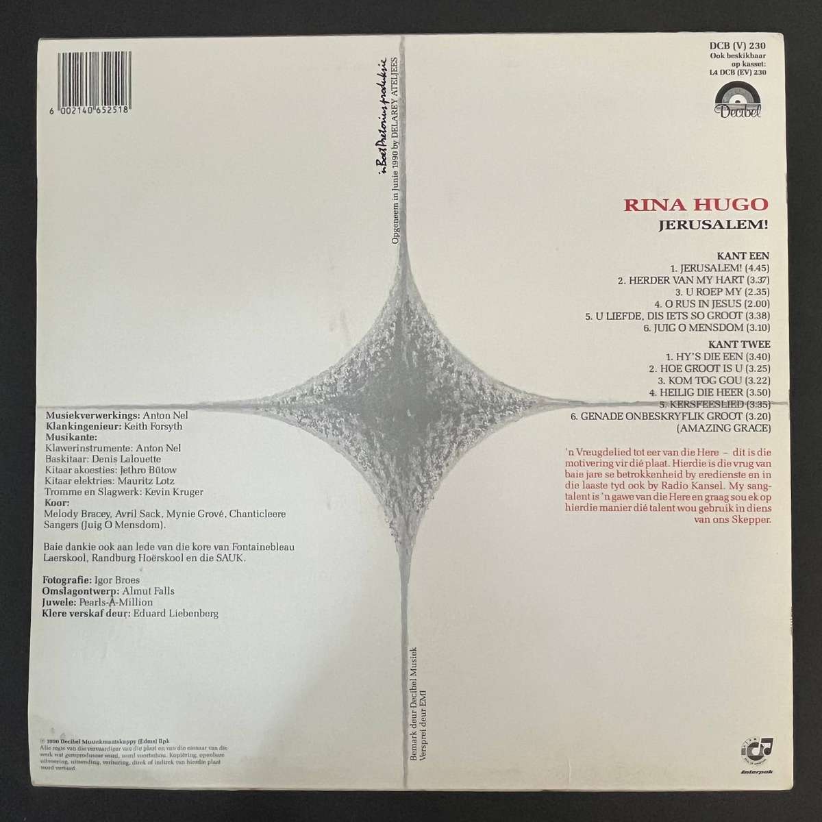 Rina Hugo  Jerusalem! LP Vinyl Record | Signed Cover | Vinyl LP