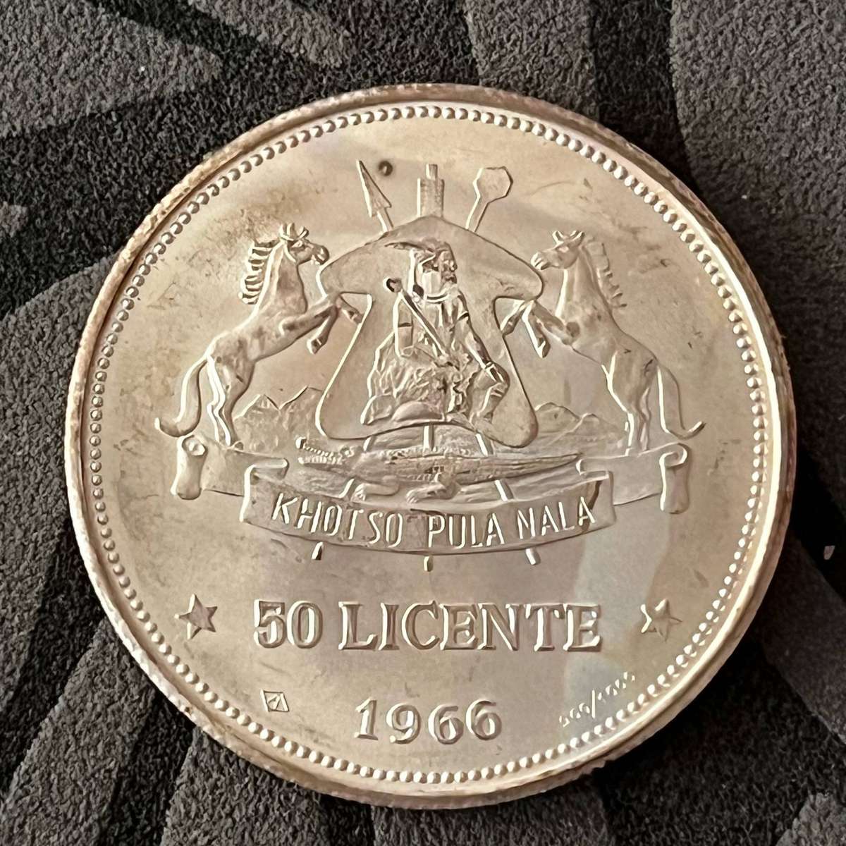  Kingdom of Lesotho  50 Licente  1966 | Silver Crown