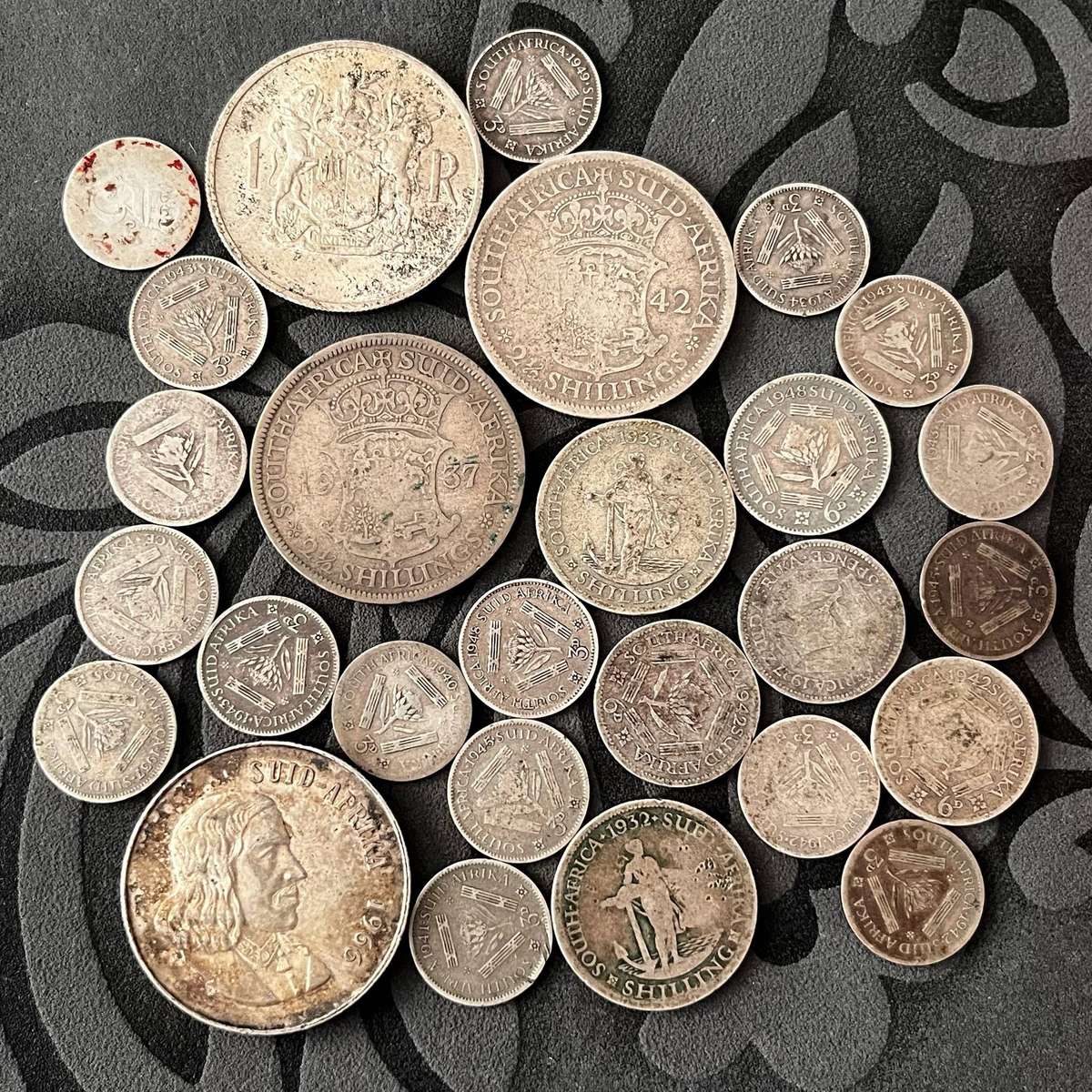  South African 80% Silver Coins  Union & RSA  100.75g Silver Lot