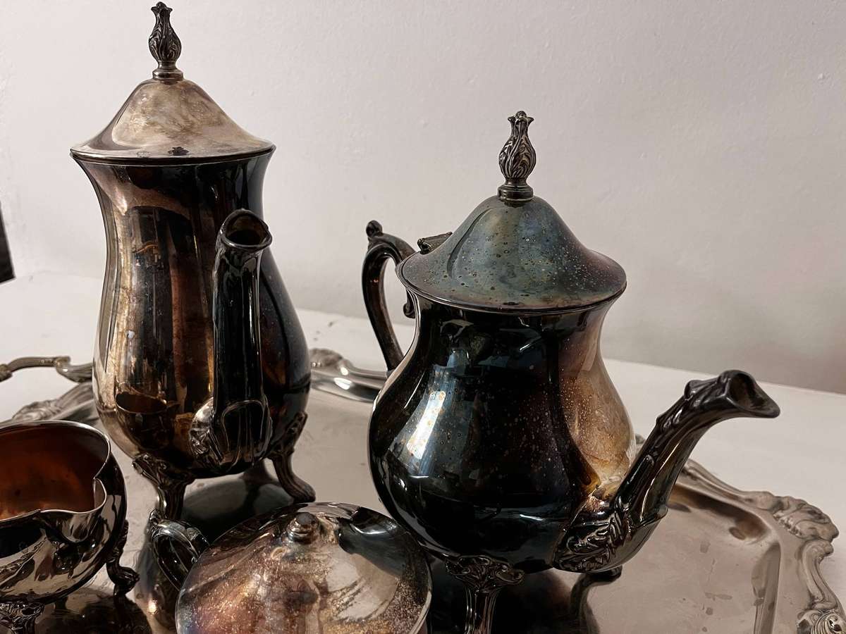 Silver-Plated Tea & Coffee Set with Tray