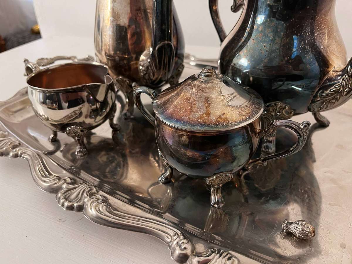 Silver-Plated Tea & Coffee Set with Tray