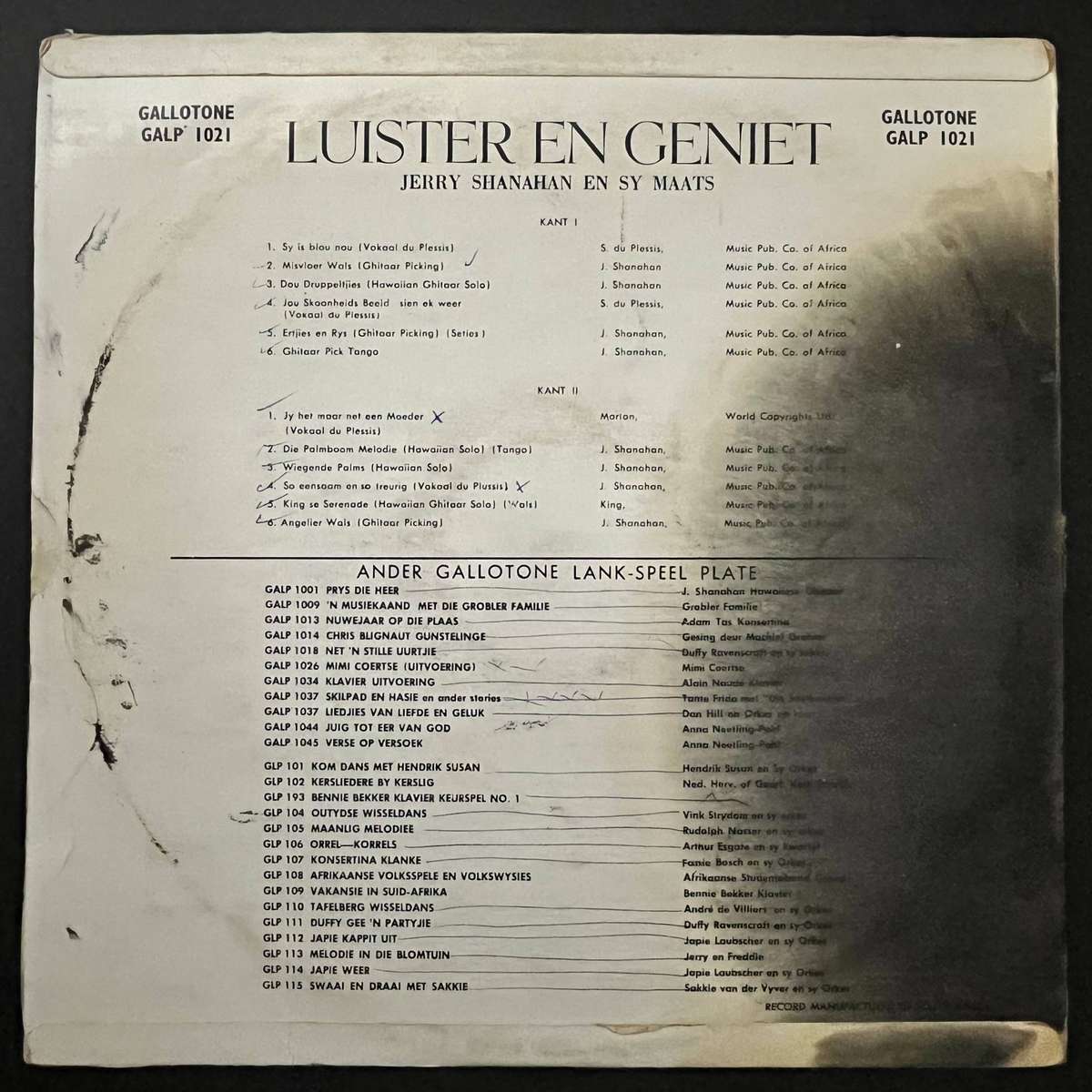 Jerry Shanahan & Sy Maats  Luister En Geniet | Vinyl LP