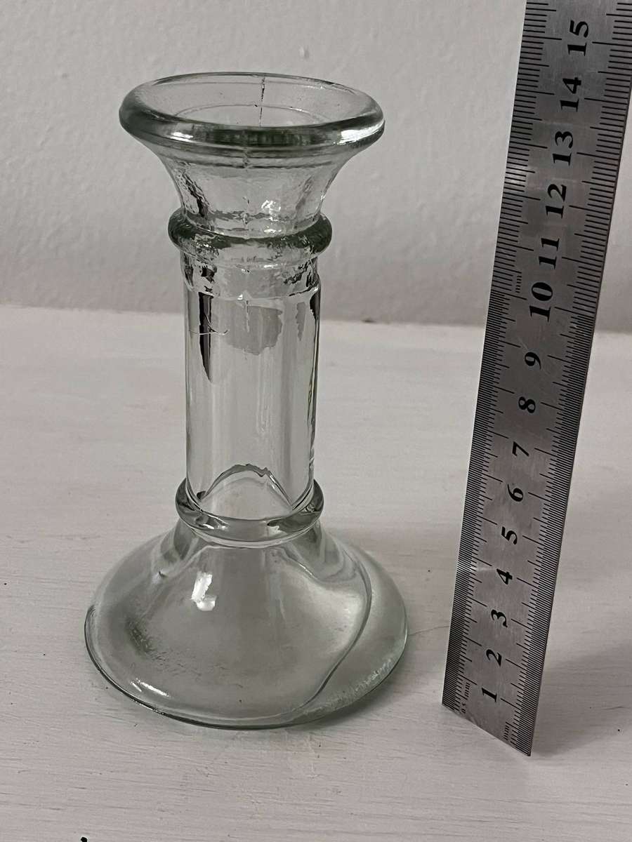 Glass Candlestick & Tealight Holder Set  5 Pieces (3 Tall, 2 Small)