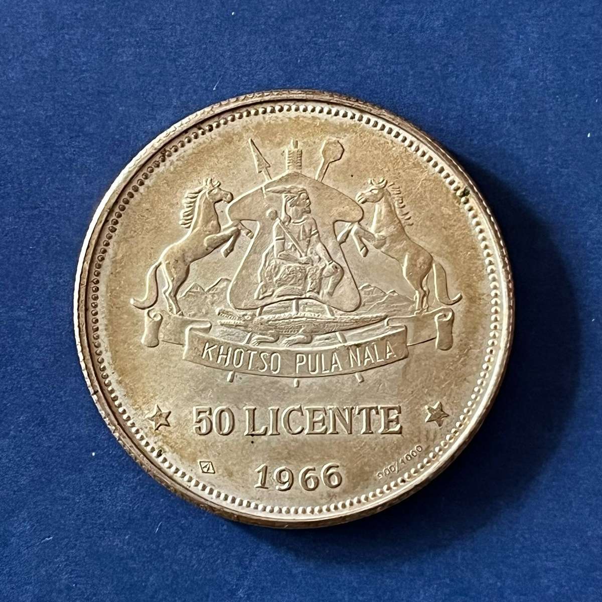  Kingdom of Lesotho  50 Licente  1966 | Silver Crown