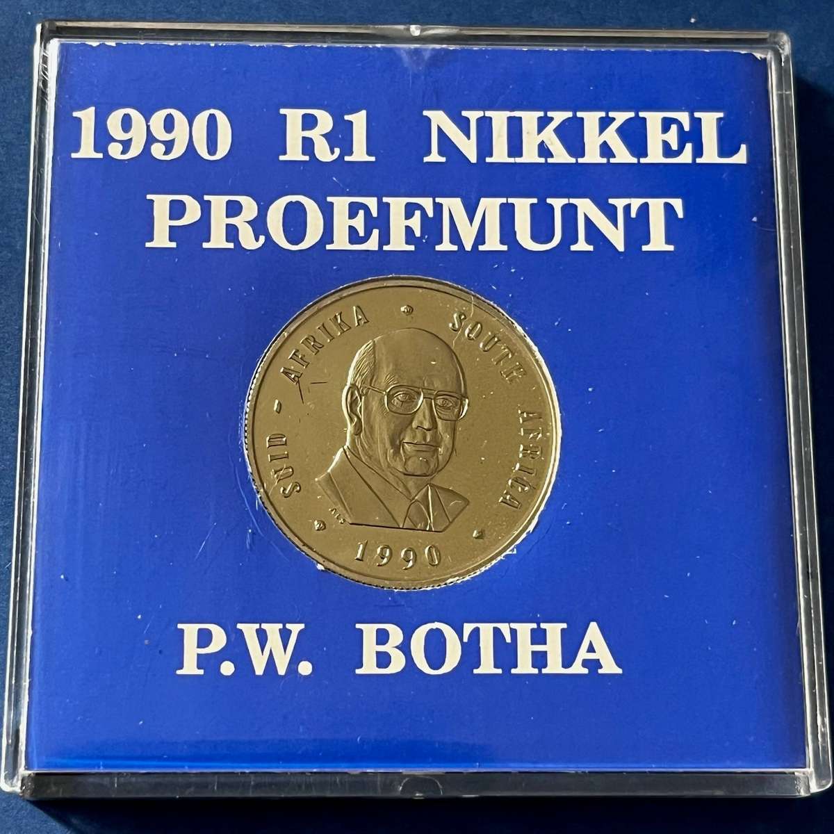 South Africa 1990 R1 Proof Coin | Nickel | P.W. Botha Era