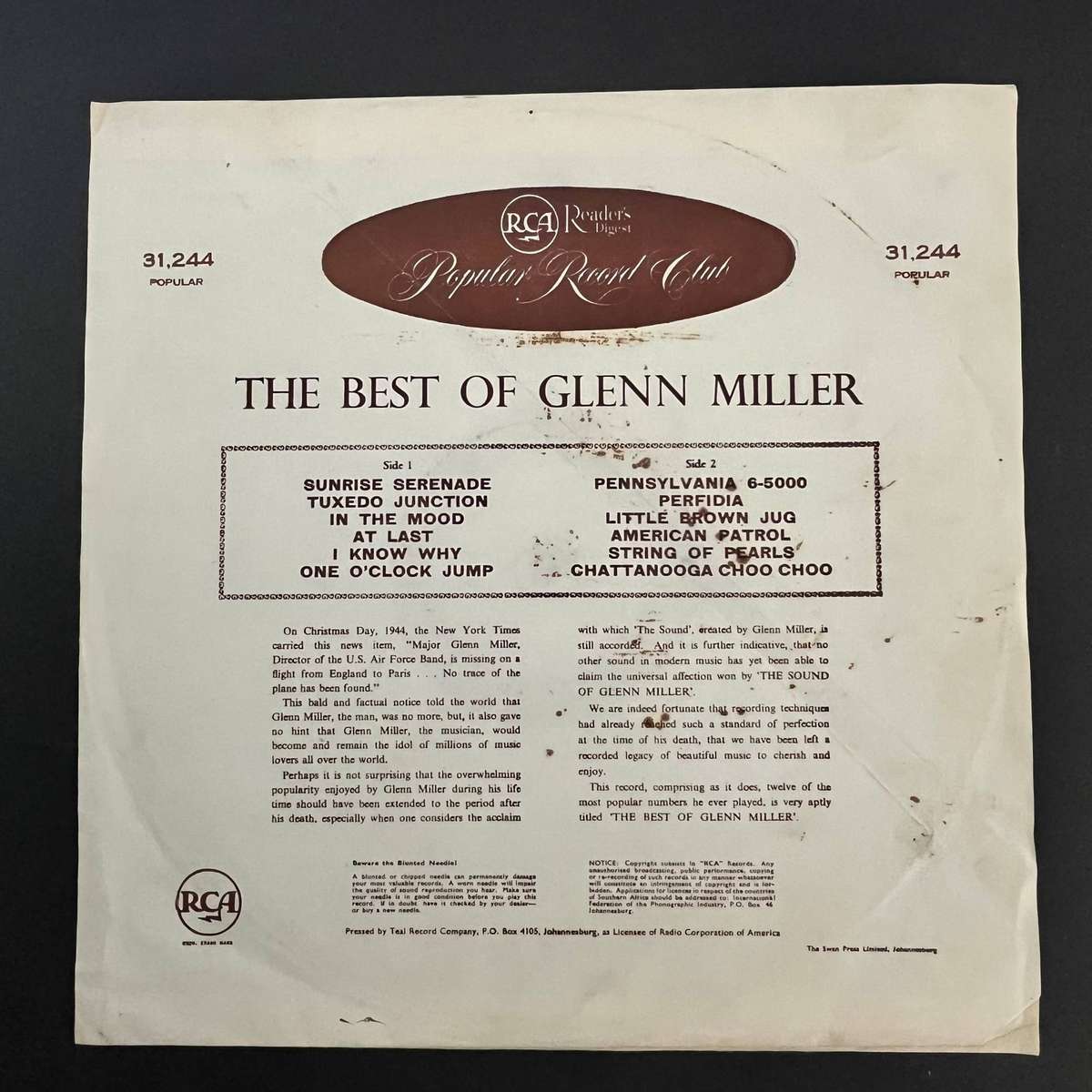 Glenn Miller The Best of Glenn Miller RCA | Vinyl LP