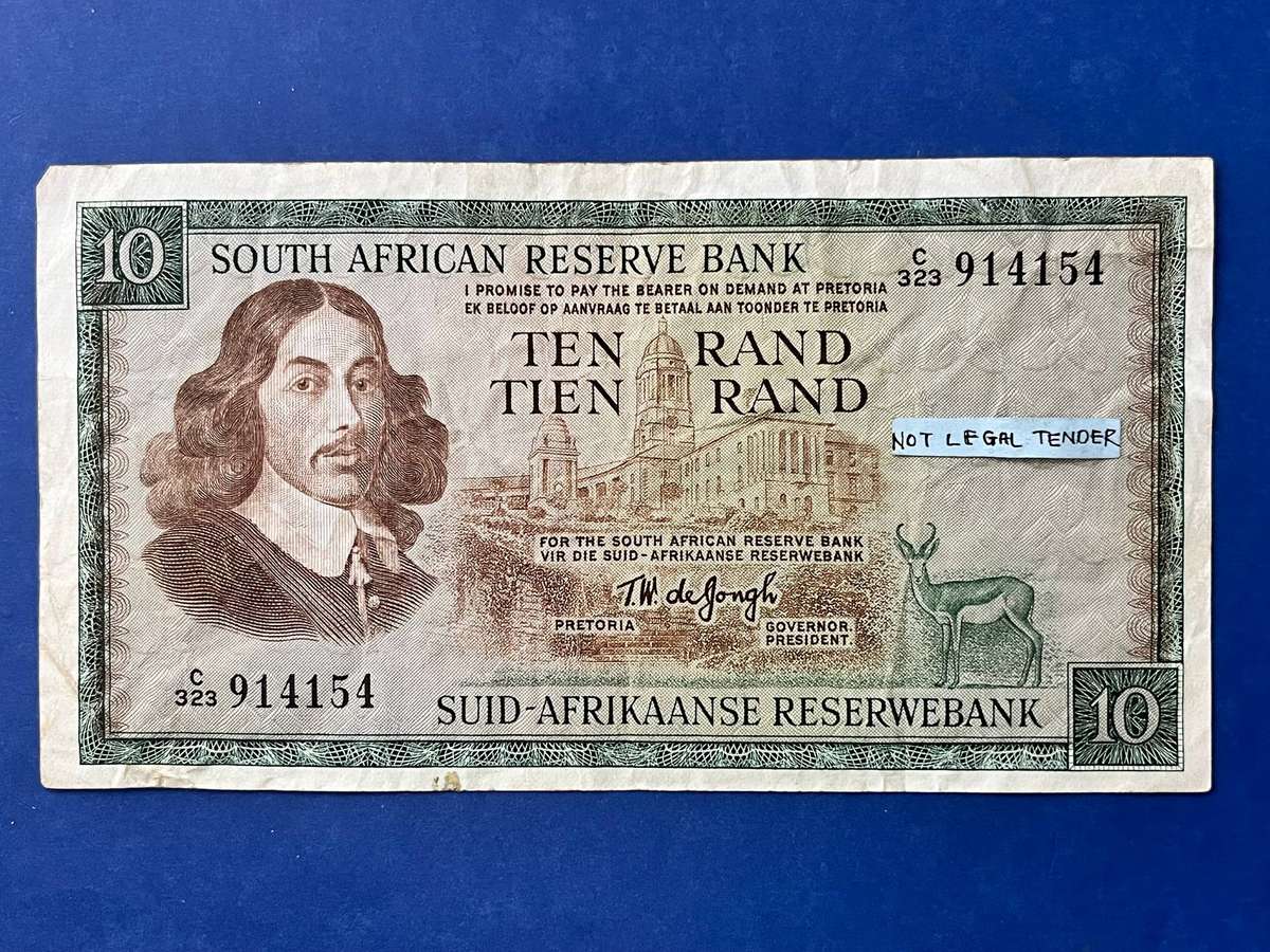 10 Rand T.W. de Jongh Governor Banknote