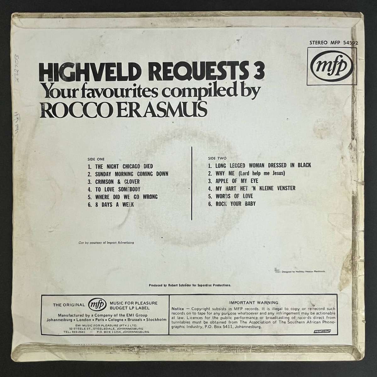 Highveld Requests 3  Rocco Erasmus | Vinyl LP