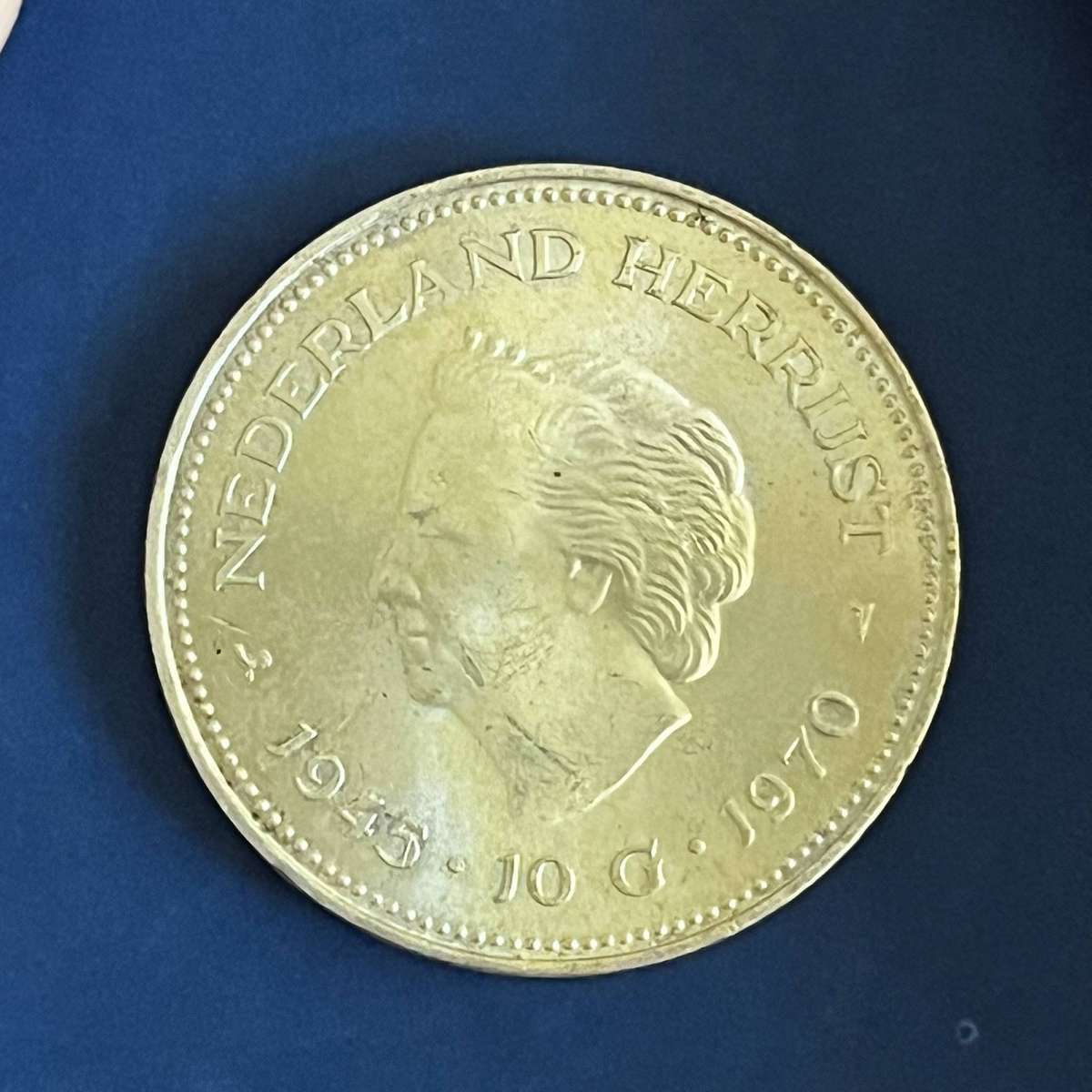  Netherlands 10 Gulden  Juliana Liberation Issue  1970  Silver (.720)