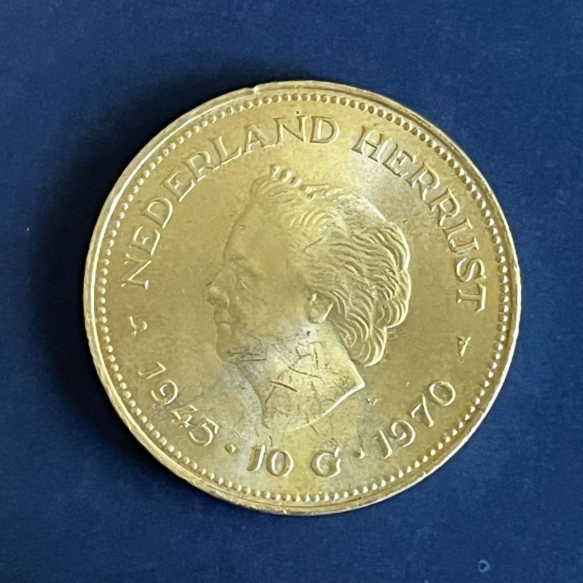  Netherlands 10 Gulden  Juliana Liberation Issue  1970  Silver (.720)