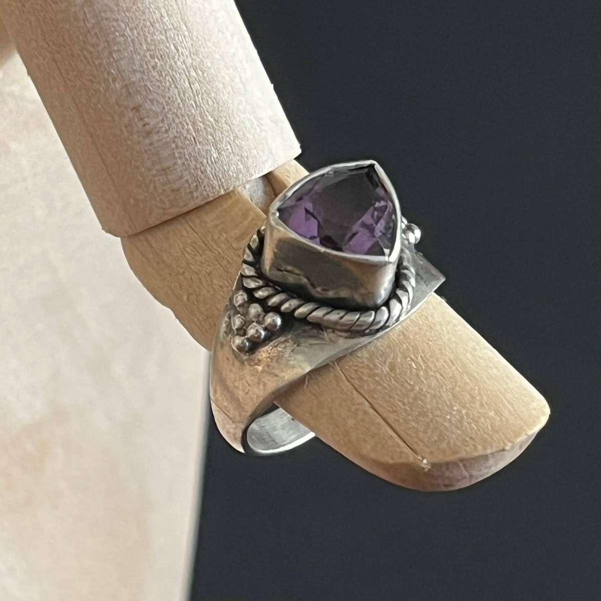 Silver Ring with Purple Stone | Artisan Style