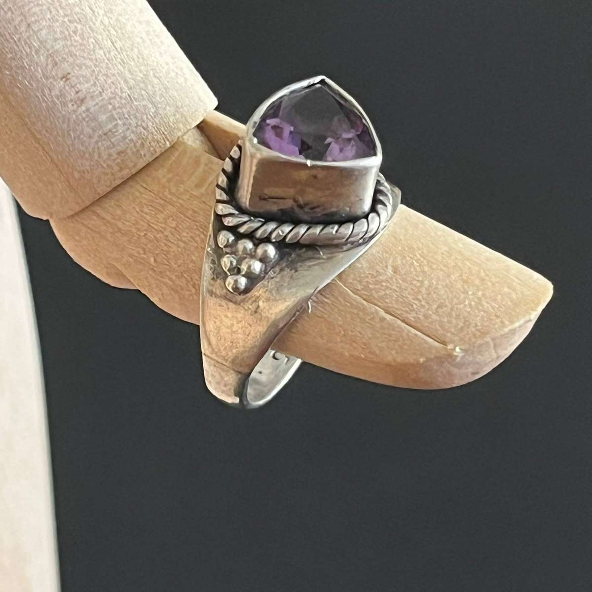 Silver Ring with Purple Stone | Artisan Style