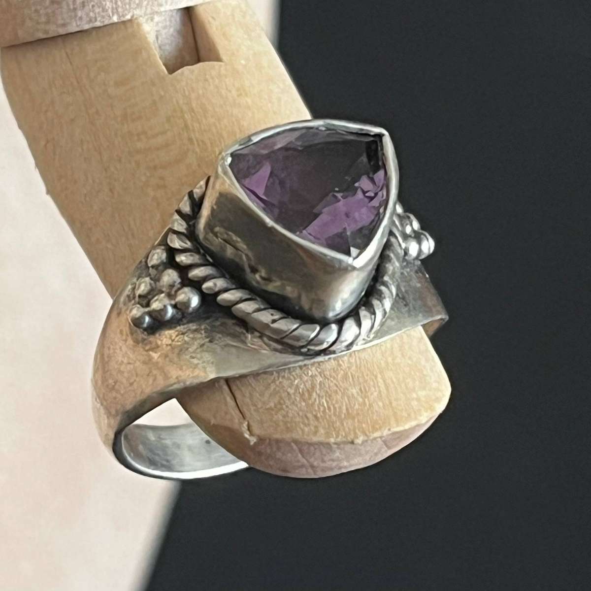 Silver Ring with Purple Stone | Artisan Style