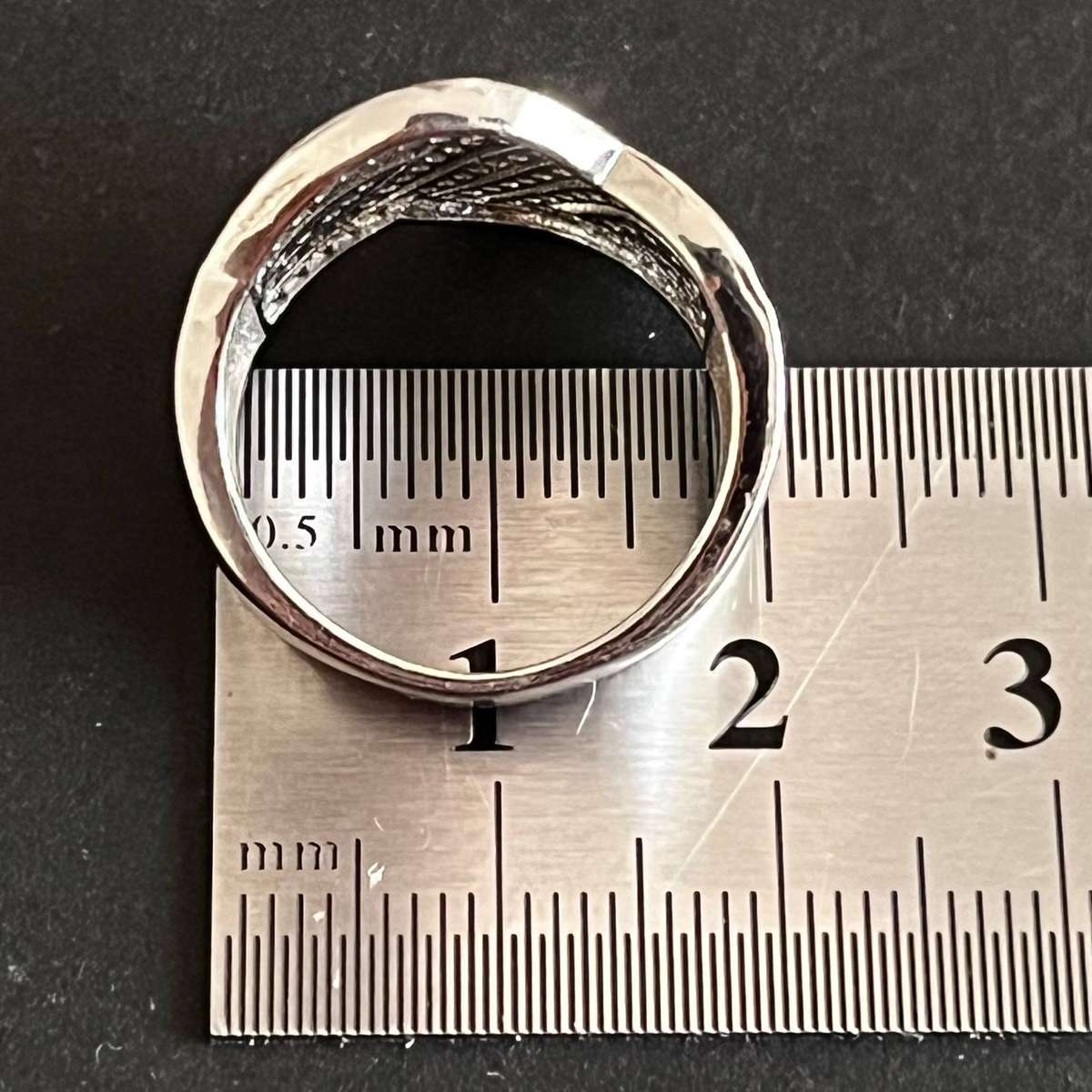  Wide Silver-Tone Textured Ring | Statement Band | Costume Jewellery
