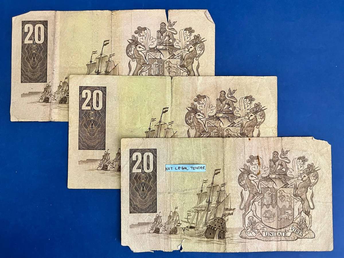 20 Rand Banknote Lot of 3 Notes G.P.C. de Kock