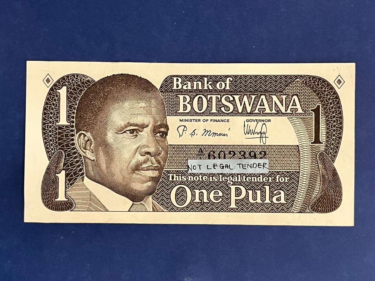 1 Pula Bank of Botswana Governor Upkong Banknote