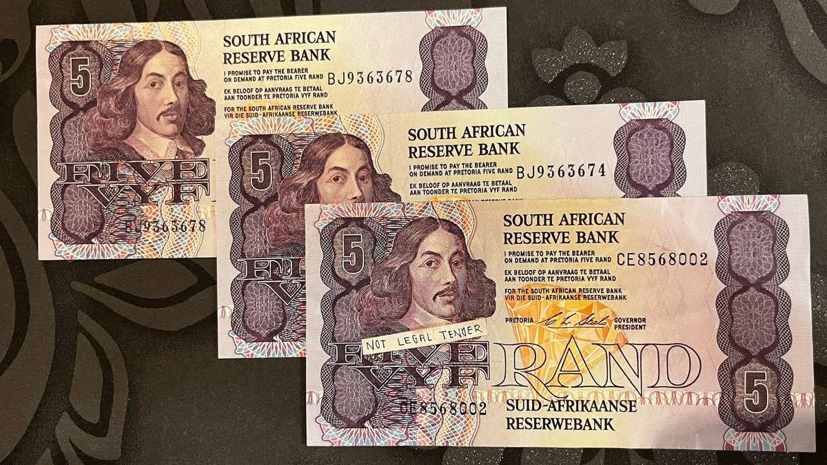 Three 5 Rand Banknotes