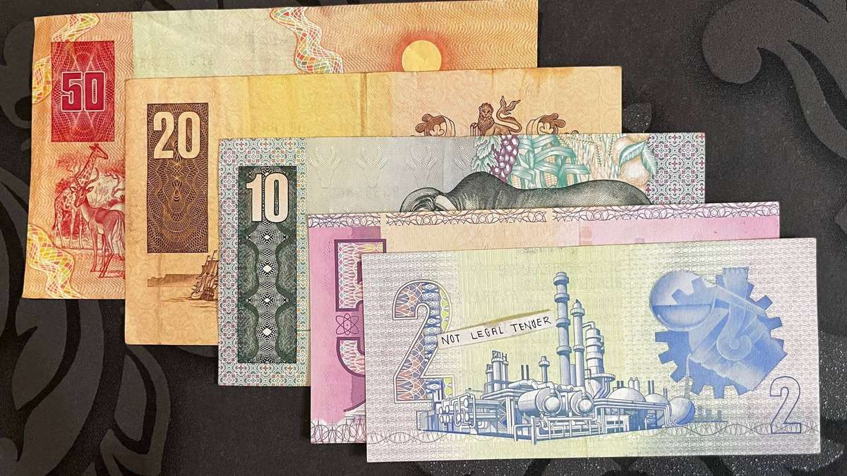 Banknote Set  2, 5, 10, 20 & 50 Rand