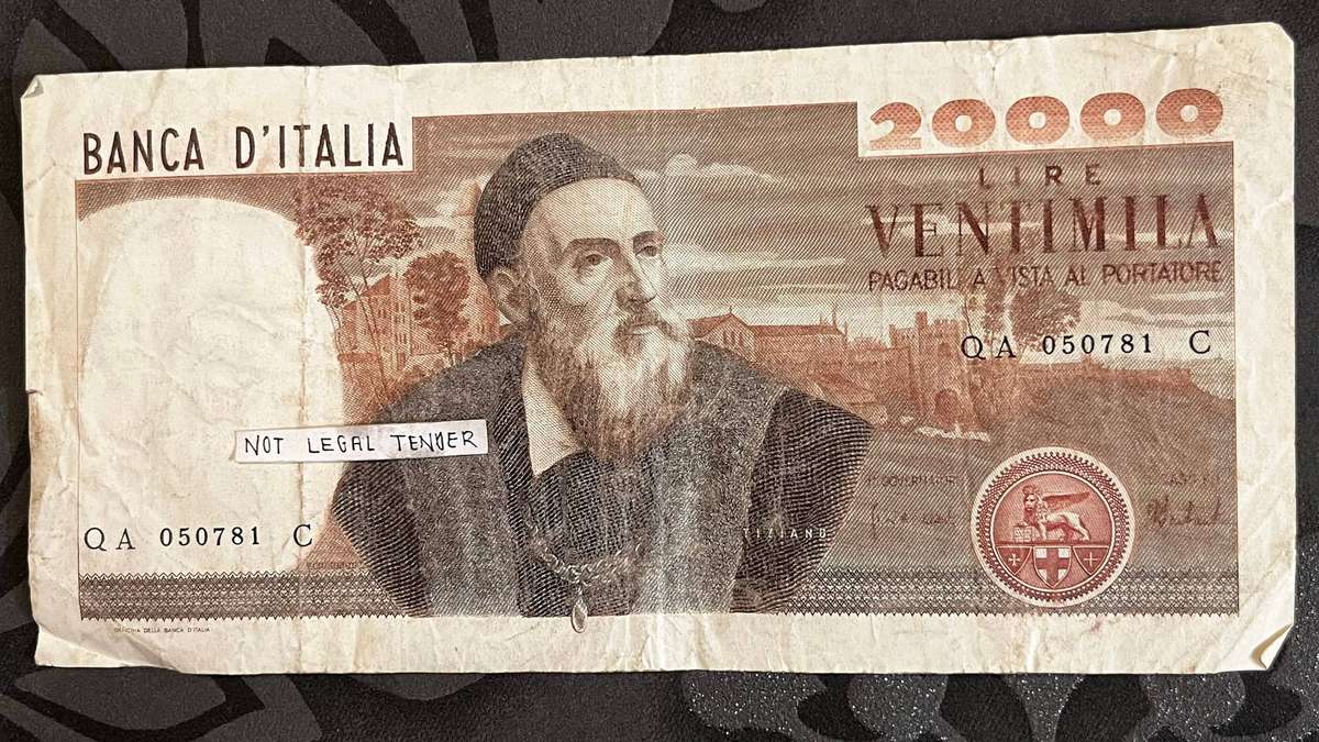 Italy 20,000 Lire  Banca dItalia  Ventimila Lire