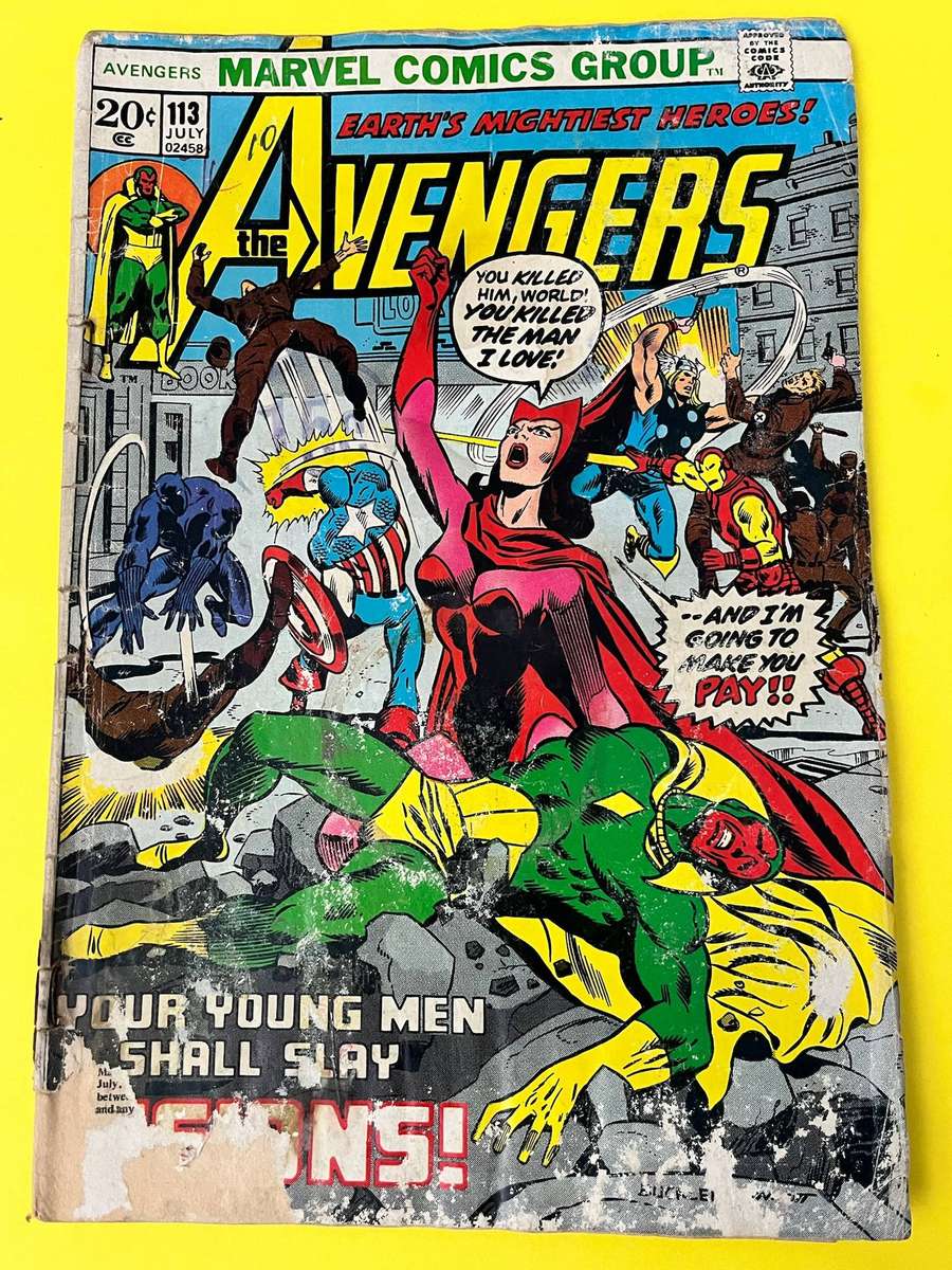  The Avengers #113  Scarlet Witch vs Vision Cover  1973 Bronze Age Marvel Comics