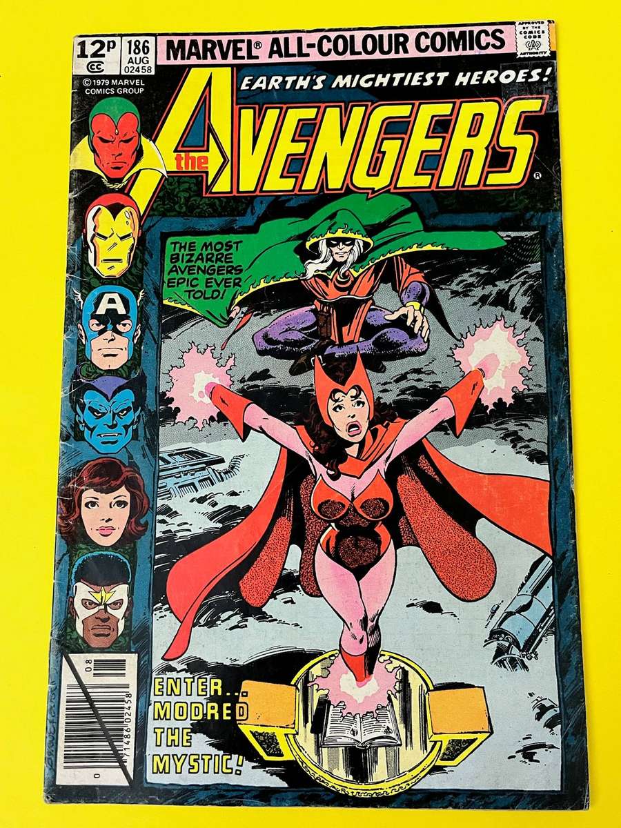  The Avengers #186  Scarlet Witch & Modred Cover  1979 Bronze Age Marvel Comics