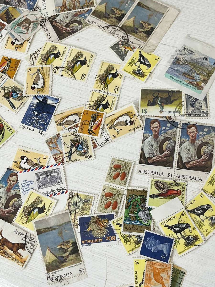Large Australian Stamp Mix  Birds, Wildlife, Ships & More