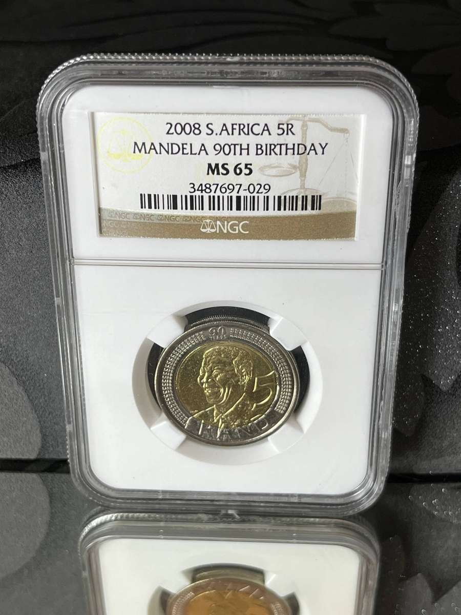South Africa 2008 Mandela 90th Birthday 5 Rand  NGC MS65  Graded Coin