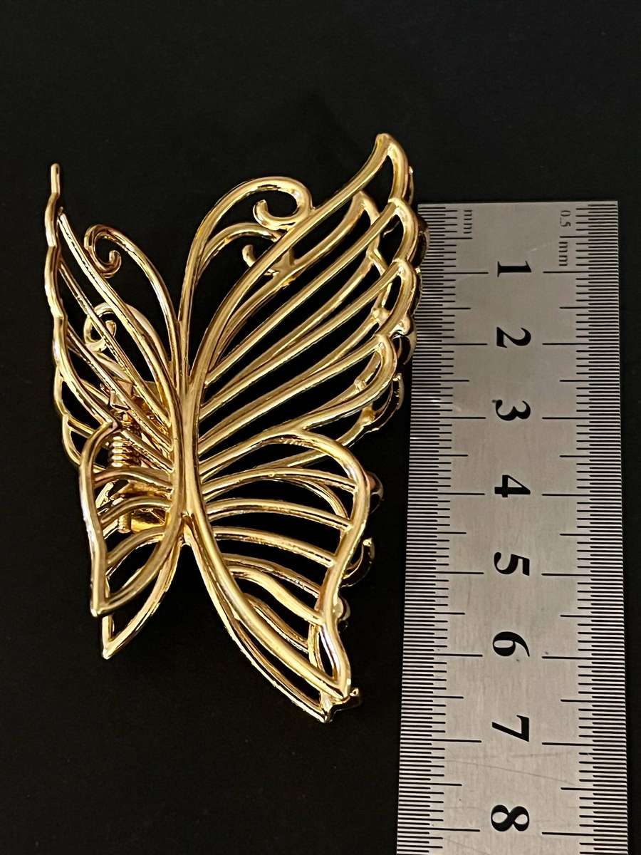 Large Gold-Tone Butterfly Hair Claw Clip | Statement Hair Accessory