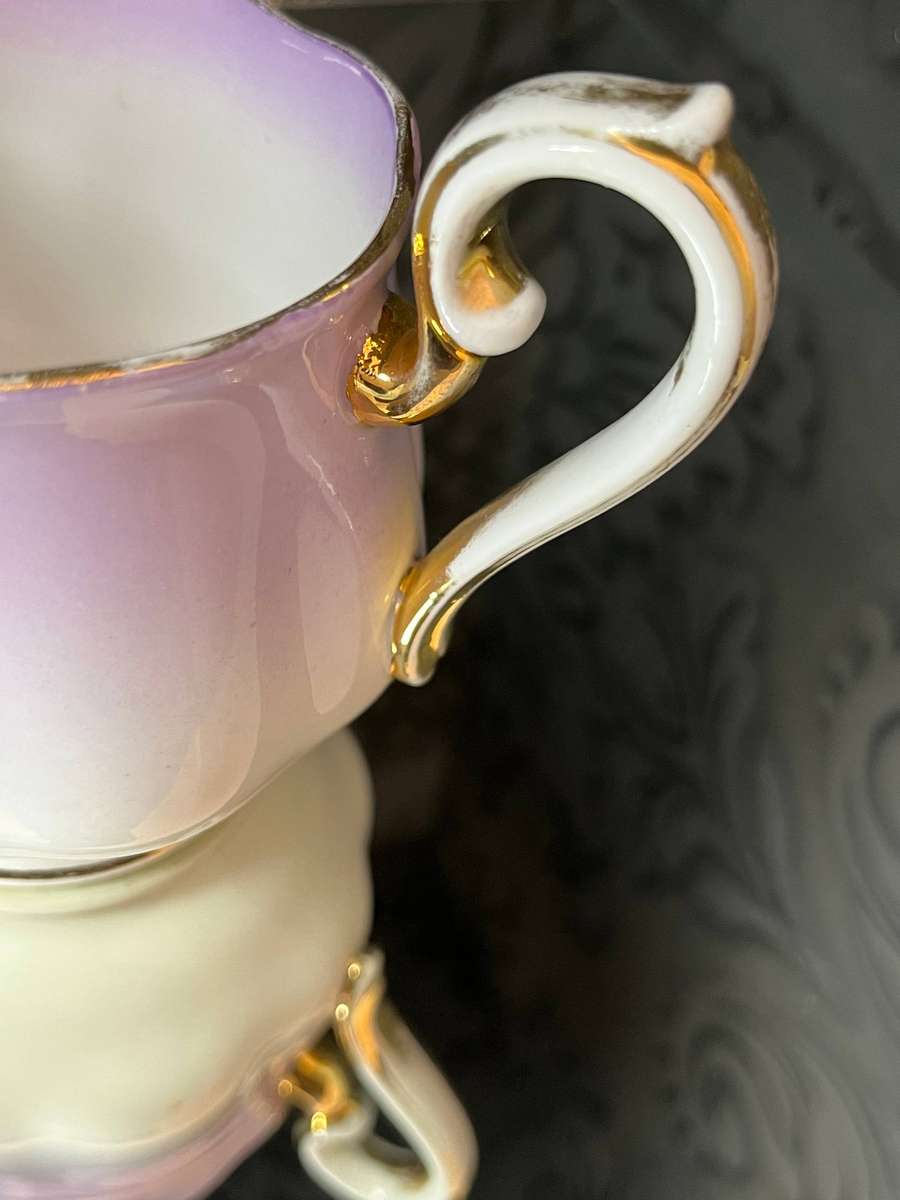 Royal Albert Rainbow Lilac Trio + Creamer  English Bone China Collectors Set