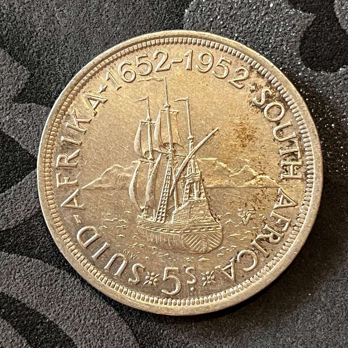  1952 South Africa 5 Shillings Crown  Van Riebeeck Tercentenary