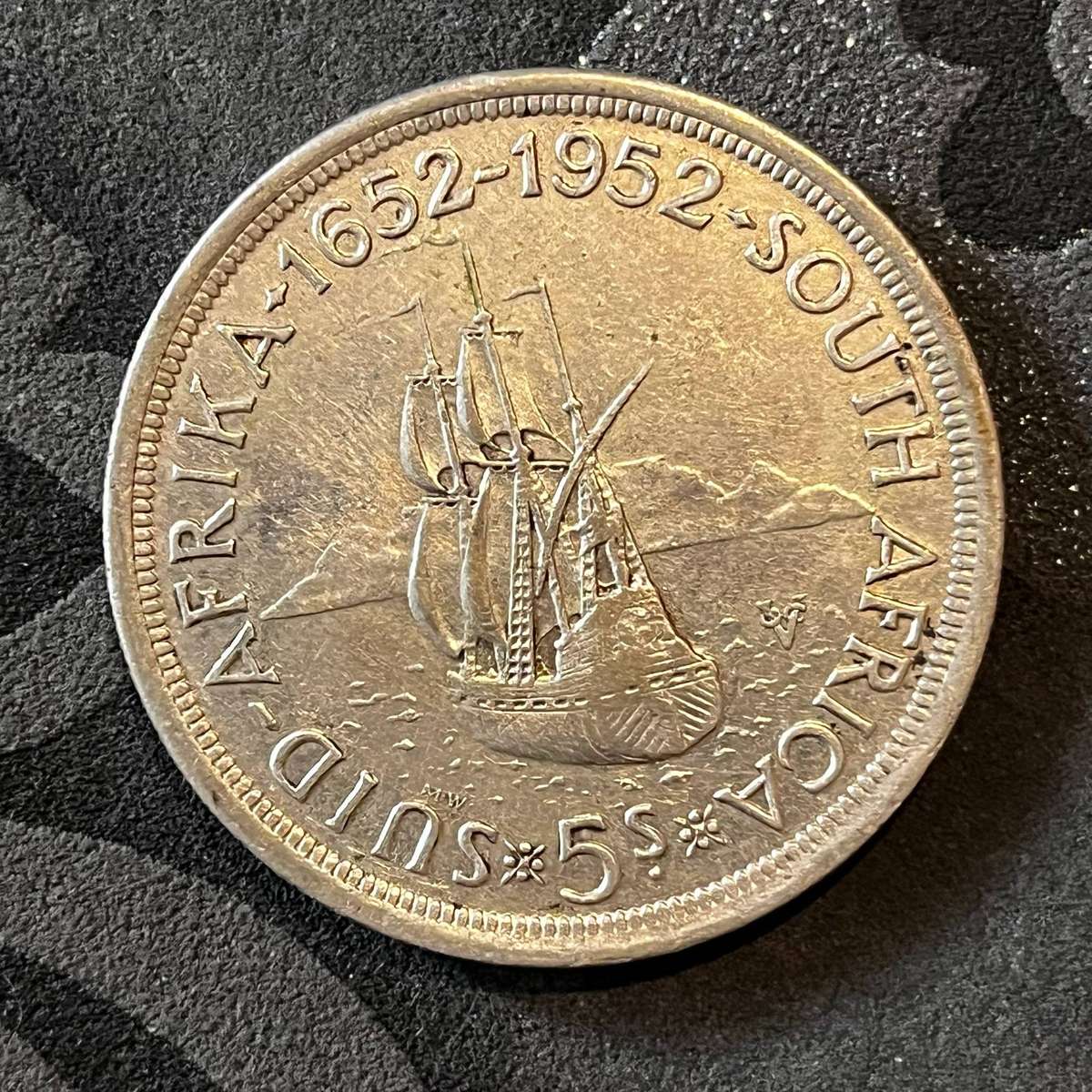  1952 South Africa 5 Shillings Crown  Van Riebeeck Tercentenary
