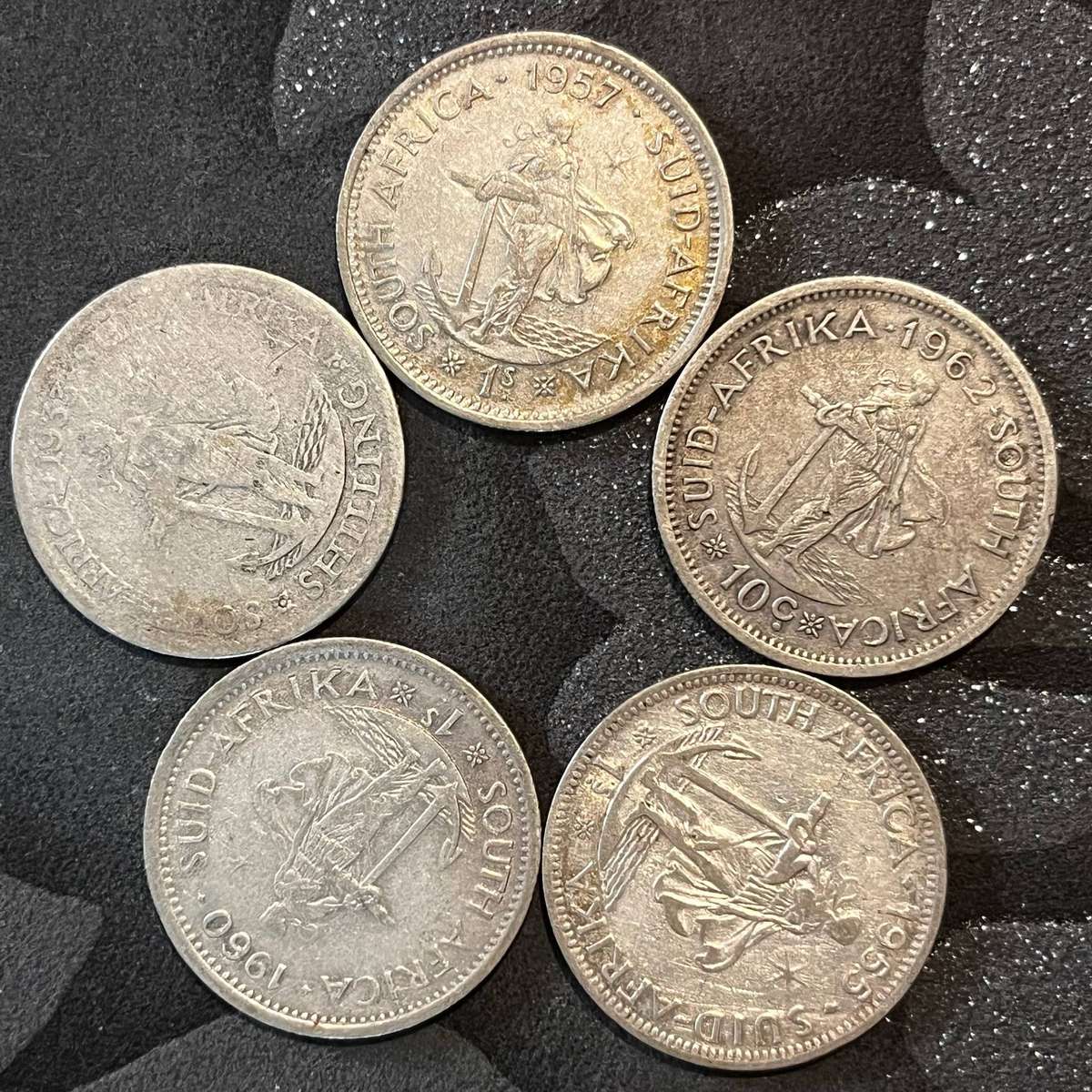  South Africa 1 Shilling Set (5 Coins)  Mixed Purity