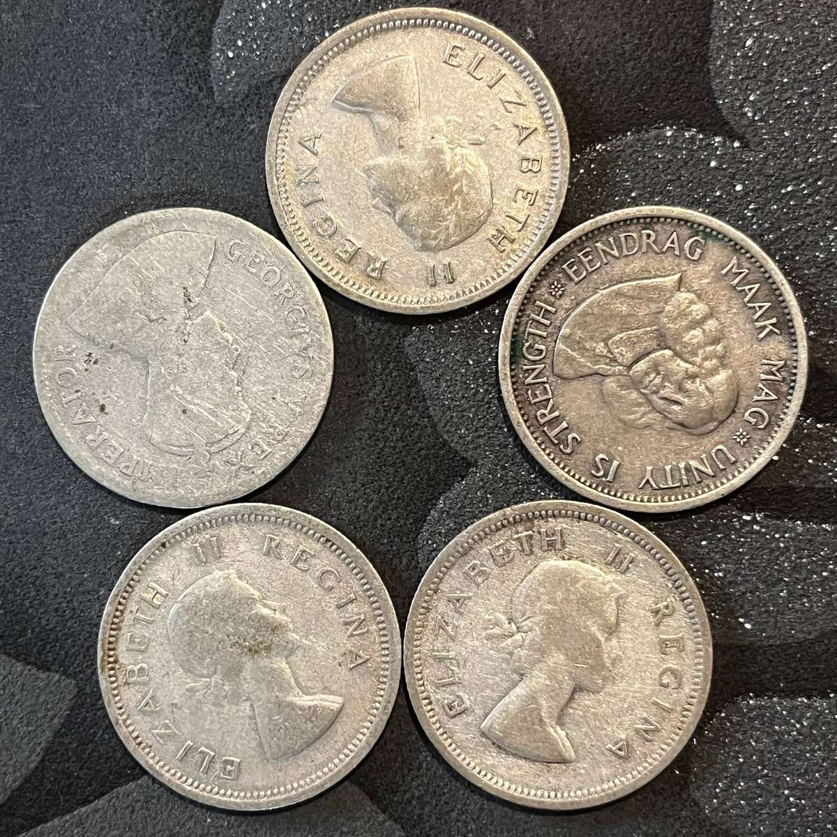  South Africa 1 Shilling Set (5 Coins)  Mixed Purity