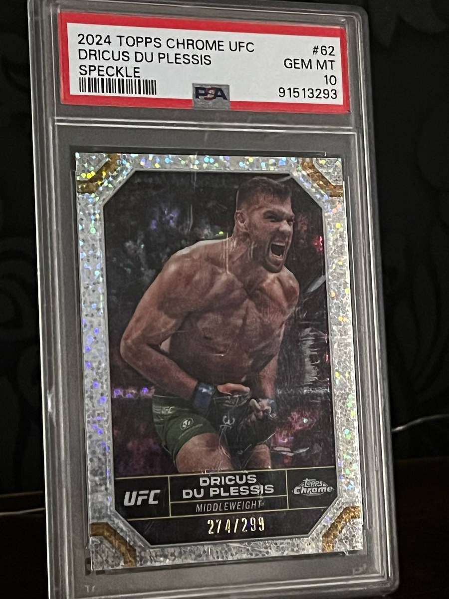  2024 Topps Chrome UFC Dricus Du Plessis #62 Speckle Refractor /299 | PSA 10