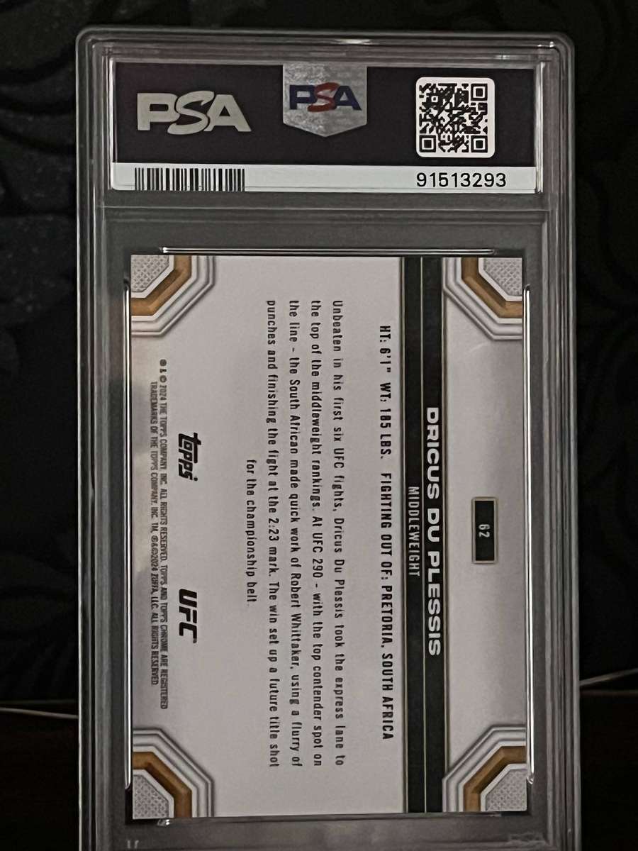  2024 Topps Chrome UFC Dricus Du Plessis #62 Speckle Refractor /299 | PSA 10
