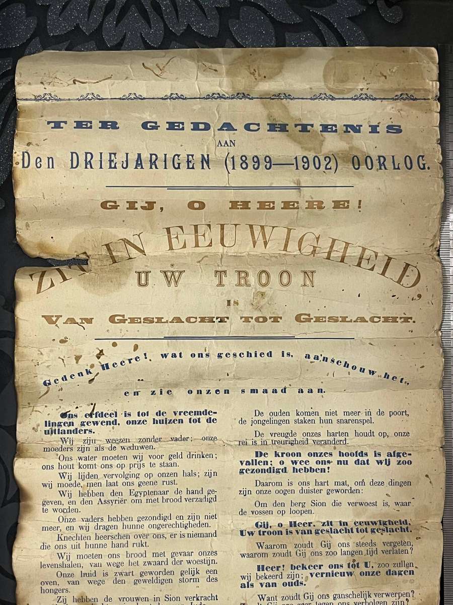 1902 Anglo-Boer War Vereeniging Treaty Commemorative Broadside  Rare Historical Poster