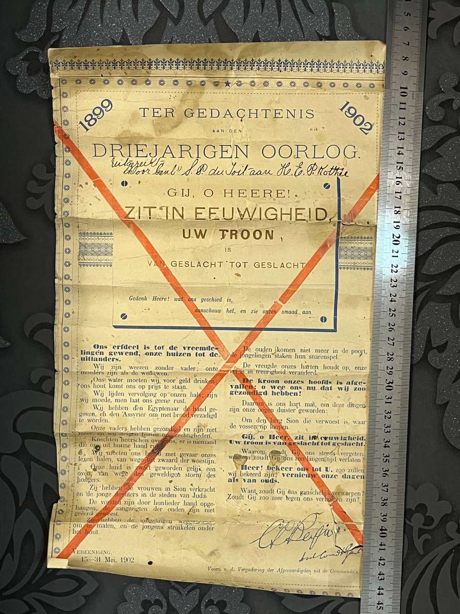 1902 Anglo-Boer War Vereeniging Treaty Commemorative Broadside  Rare Historical Poster