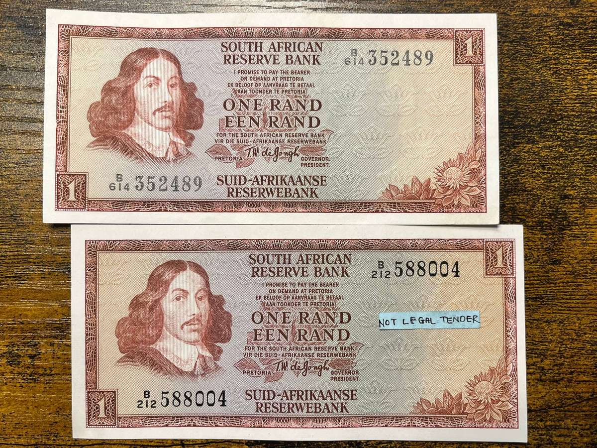  South Africa 1 Rand Banknote Pair | T.W. de Jongh
