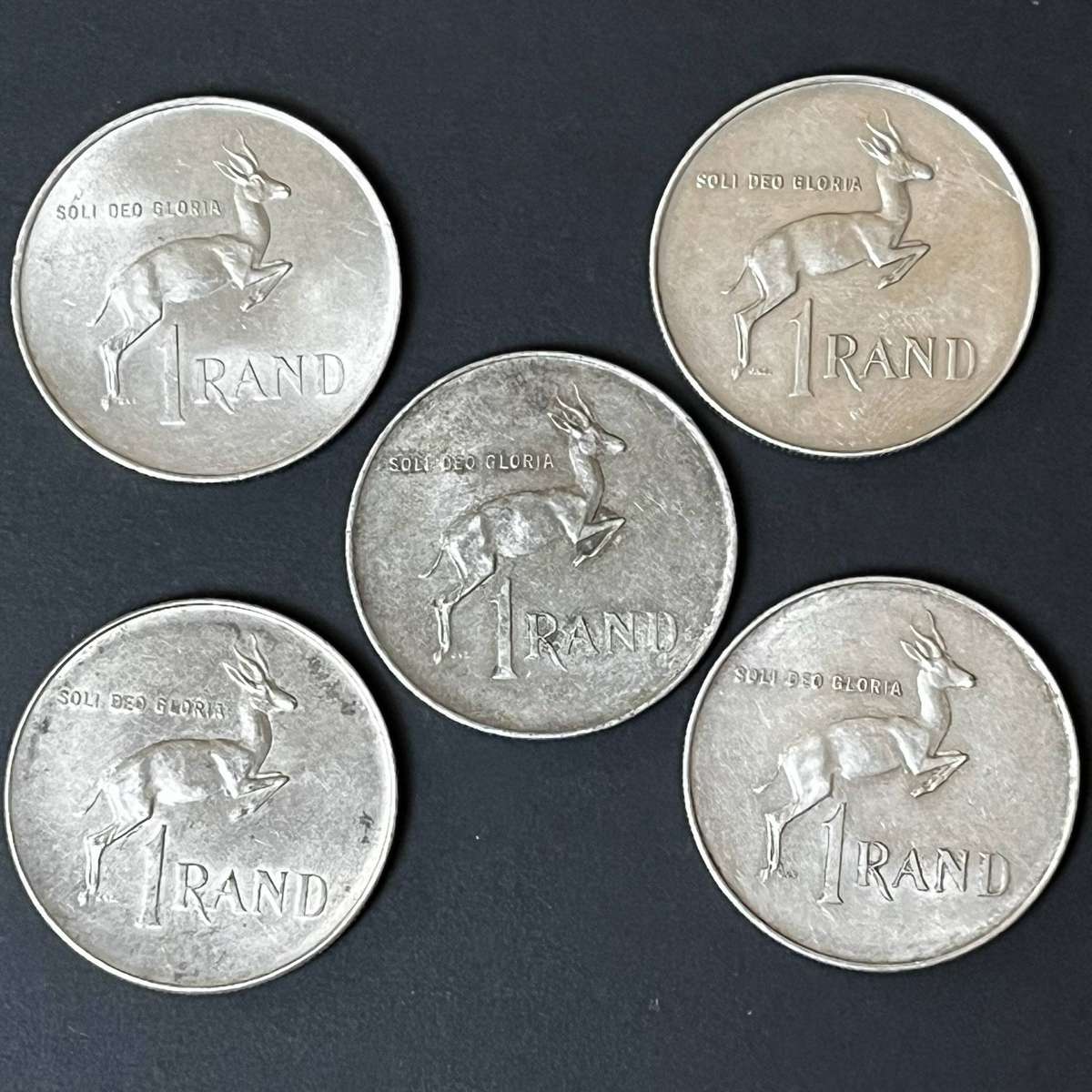  RSA Silver 1 Rand Set (5 Coins) 1966  80% Silver