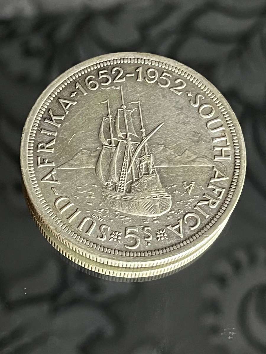 South Africa 1952 Van Riebeeck 5 Shillings Silver Crown