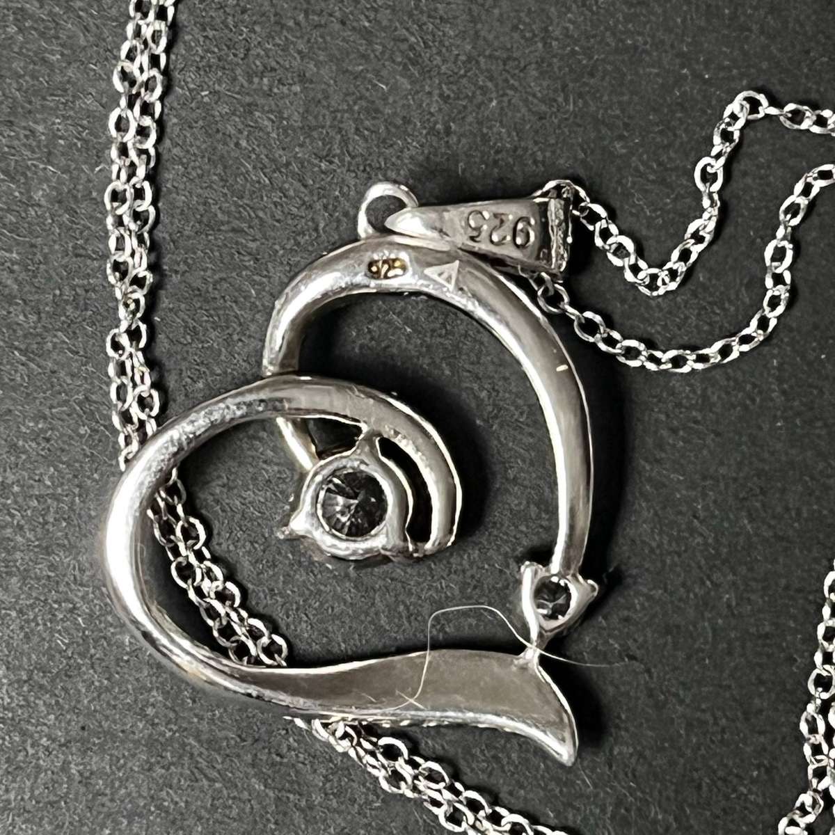  STERNS Sterling Silver (925) Heart Pendant Necklace with Stones