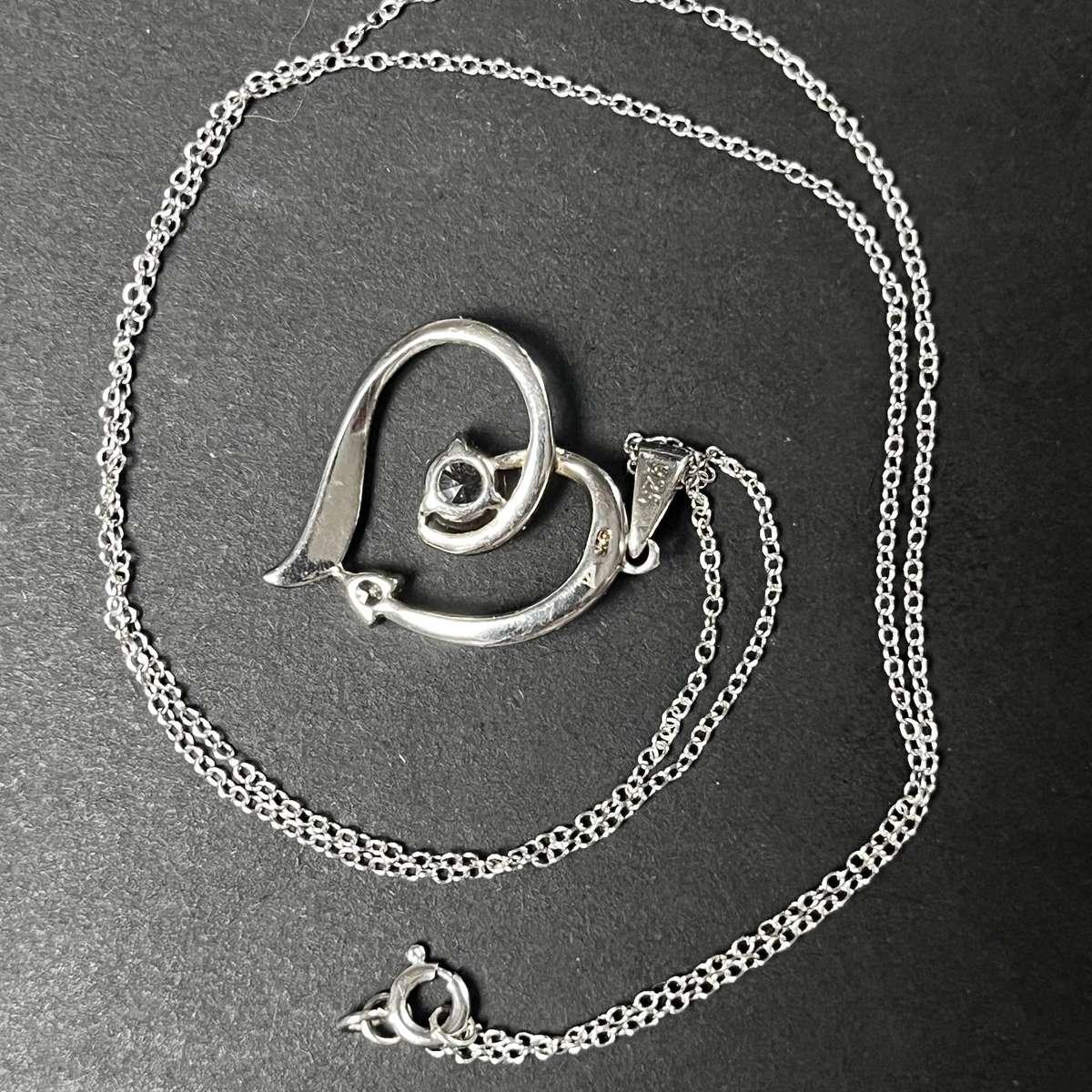  STERNS Sterling Silver (925) Heart Pendant Necklace with Stones