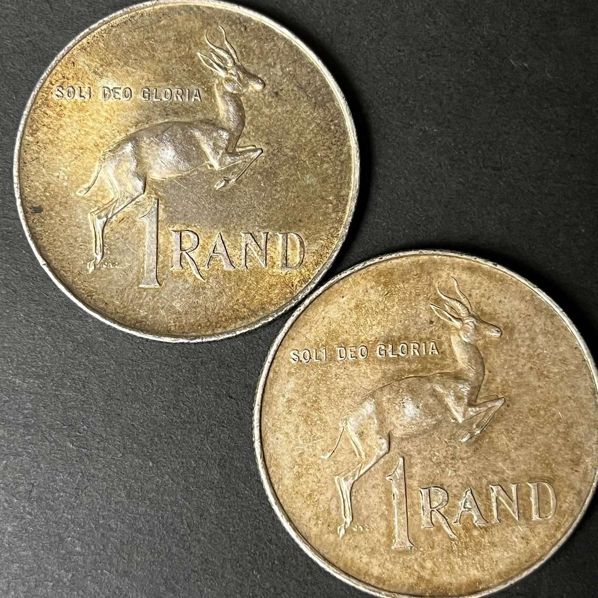  South Africa 1966 1 Rand Silver Coins x2  .800 Silver  Jan van Riebeeck
