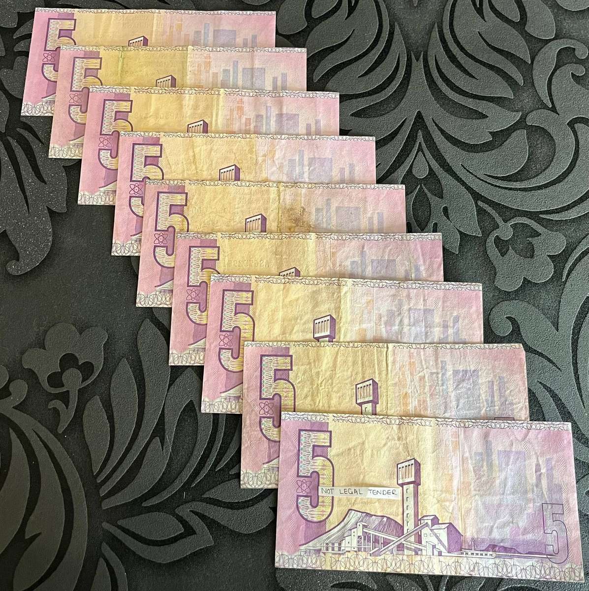  Set of 9  South Africa 5 Rand Banknotes  Old SARB Notes  Collectible Currency