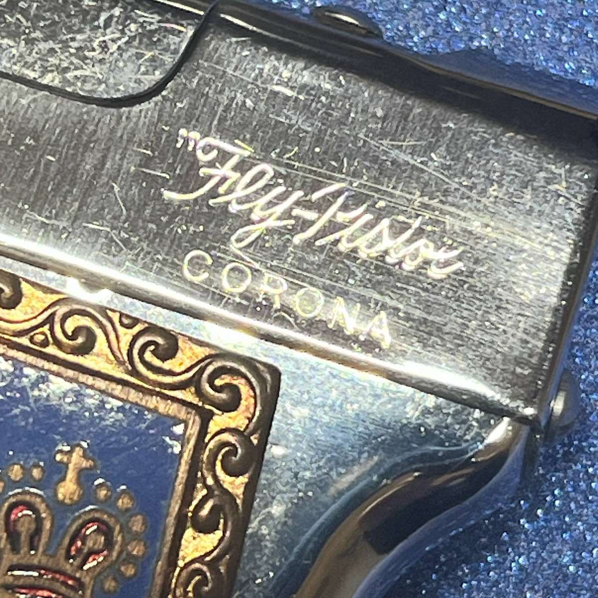  Vintage Pistol-Style Lighter  Fly-Rider Corona  Enamel Card Suit Design