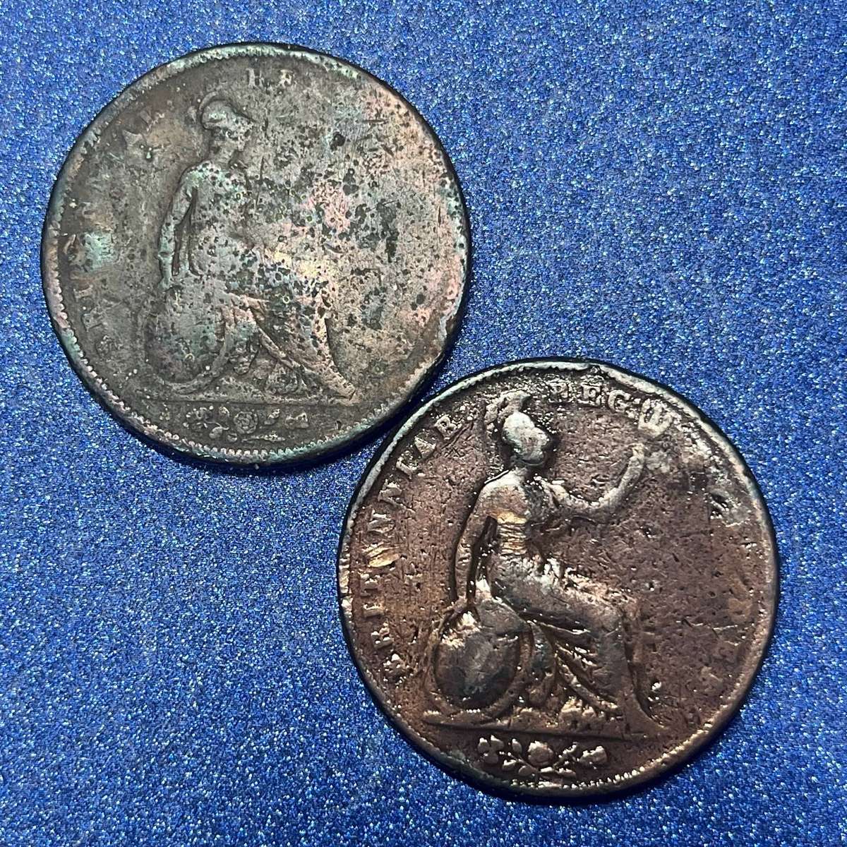  Old British Cartwheel  Penny Pair  Heavy Britannia Coins
