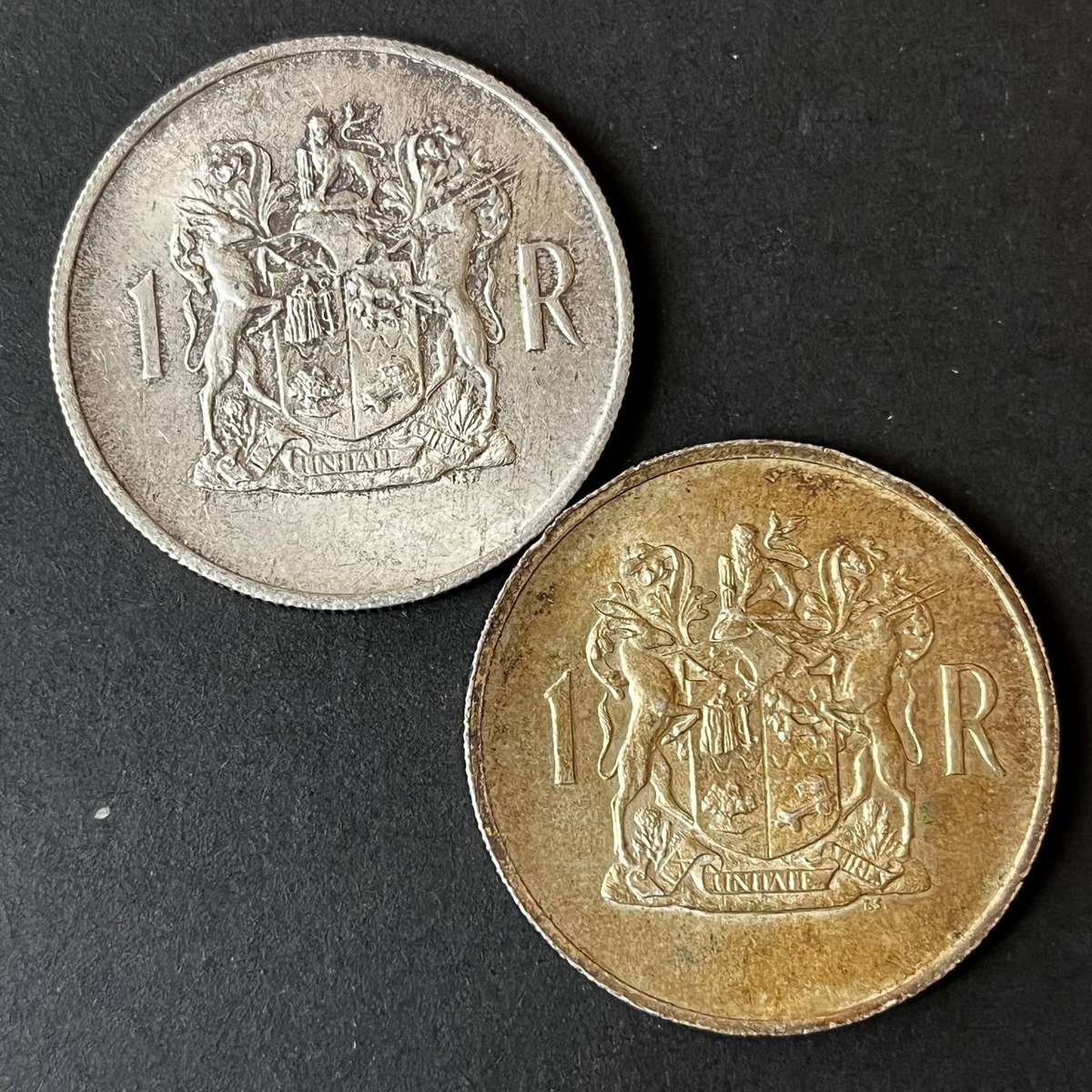  2x 1969 South Africa 1 Rand Silver  80% Silver  High Grade Pair