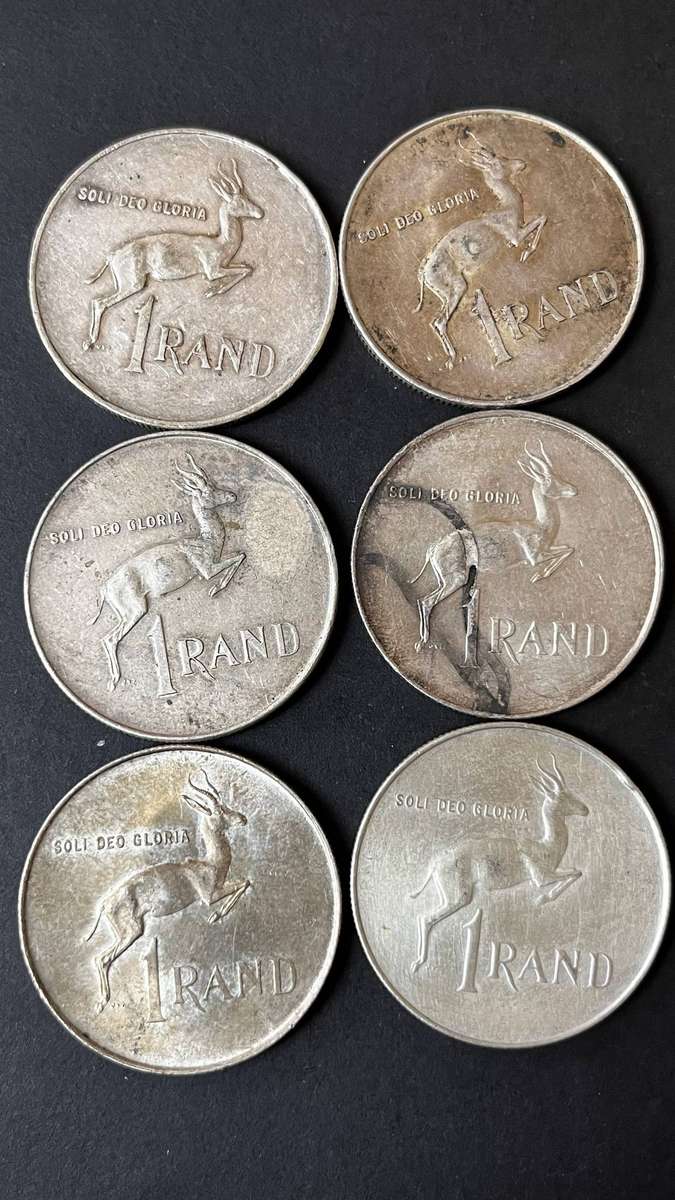  6x 1966 South Africa 1 Rand Silver Coins  Bulk Lot  80% Silver