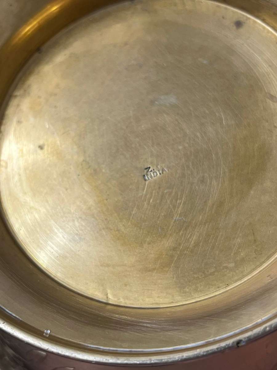 Large Vintage Engraved Copper Pot  Floral Motif (India)